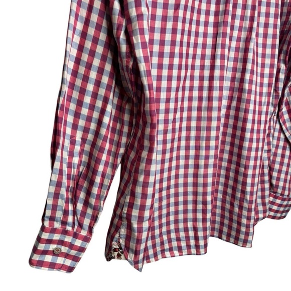 Stone Rose Mens Pink Blue Button Up Long Sleeve Egyptian Cotton Collared Preppy - Picture 6 of 12